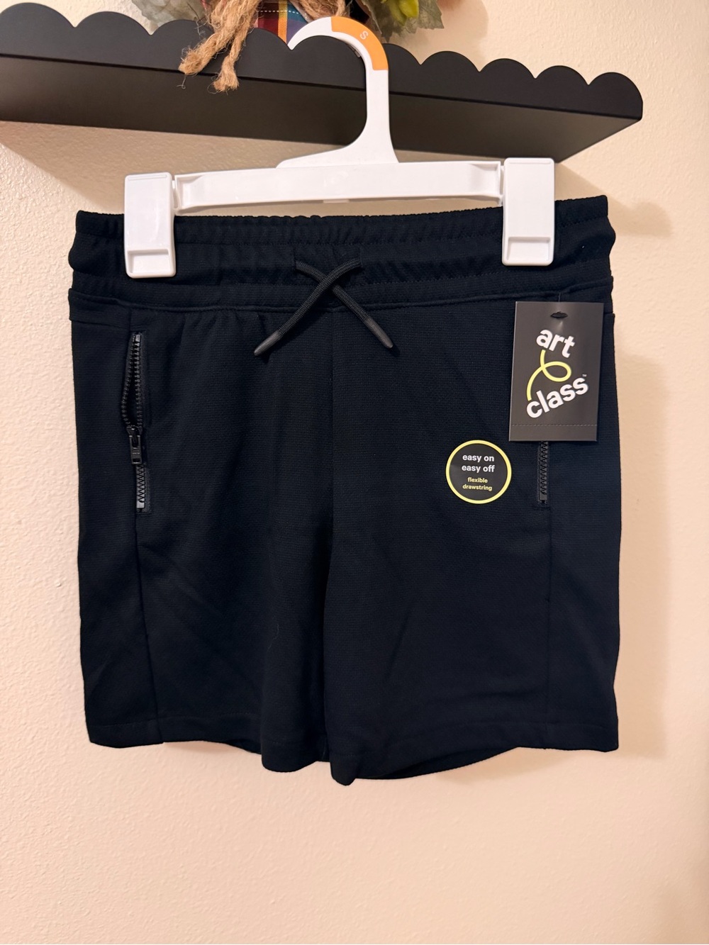 art class Black Kids Drawstring Zip Pocket Athletic Shorts